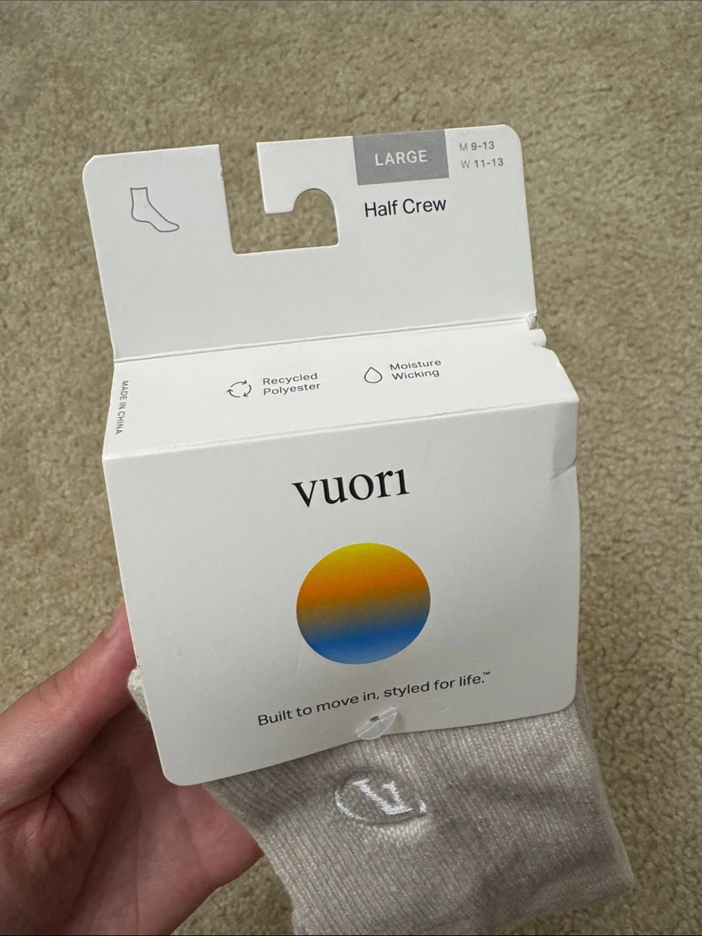 Vuori Half Crew Socks in Salt Heather